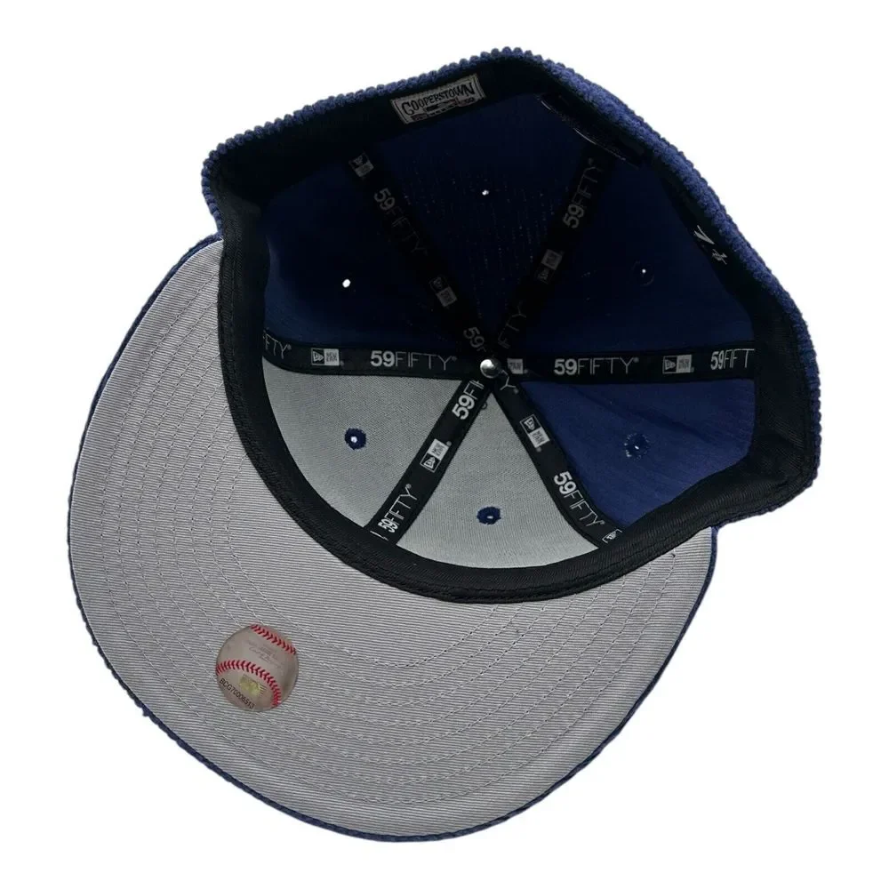 New Era 59Fifty Kansas City Royals Hat Cap Size 7 1/8 Blue Corduroy MLB Baseball